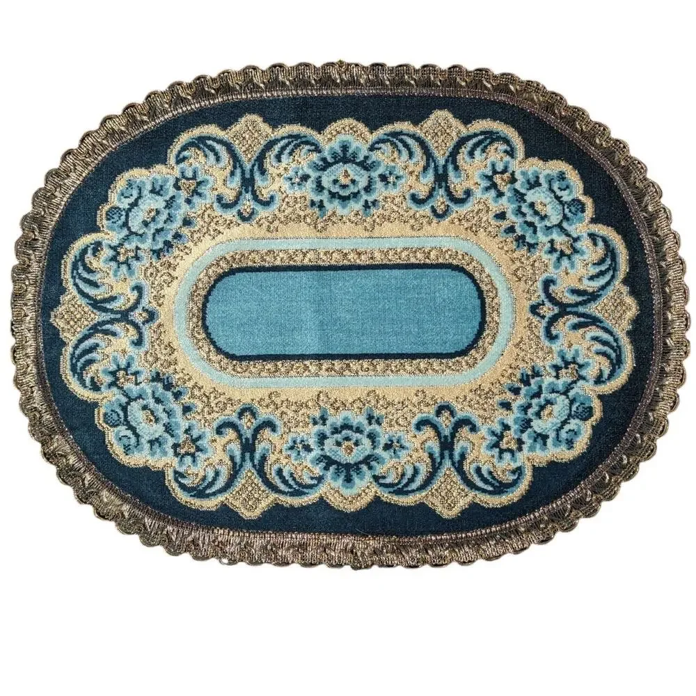 SALE Rare Luxe Vintage Set 6 Blue WEDGWOOD Velvet Brocade Rose Placemats Belgium
